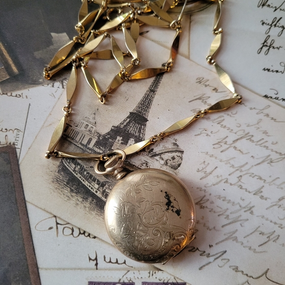 Relisted -Antique locket Myrtle MC 1901 gold watch case necklace Victorian - Picture 16 of 17